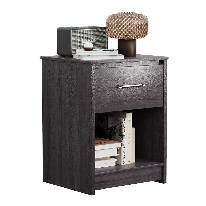 Costway Nightstand with Drawer Storage Shelf Wooden End Side Table Bedroom Brown / Black / Natura... | Target