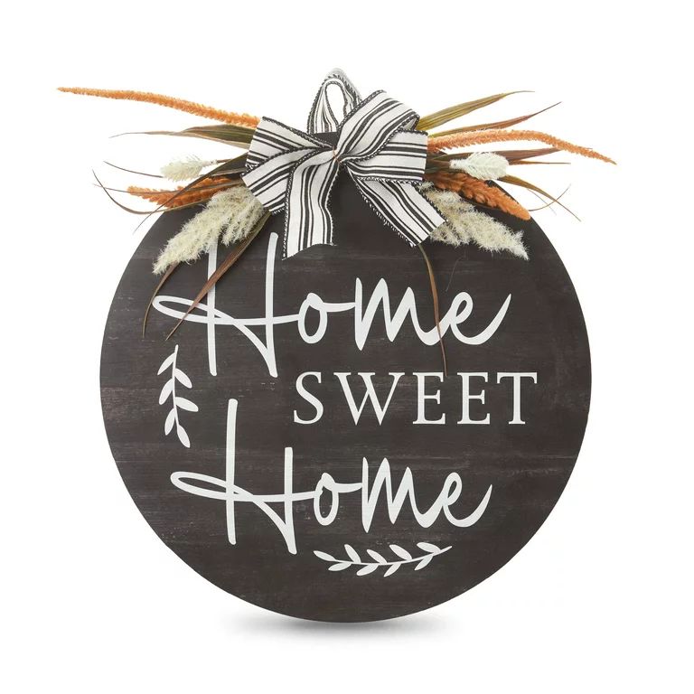 Way To Celebrate Harvest Greenery 15-inch Round Sign, Home Sweet Home - Walmart.com | Walmart (US)