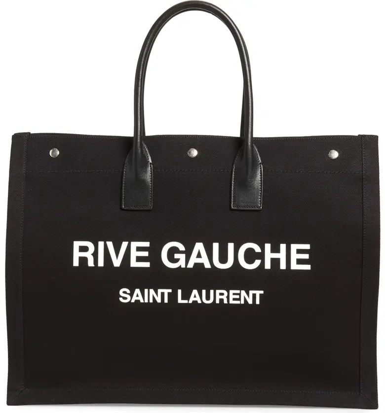 Saint Laurent Noe Rive Gauche Logo Canvas Tote | Nordstrom | Nordstrom