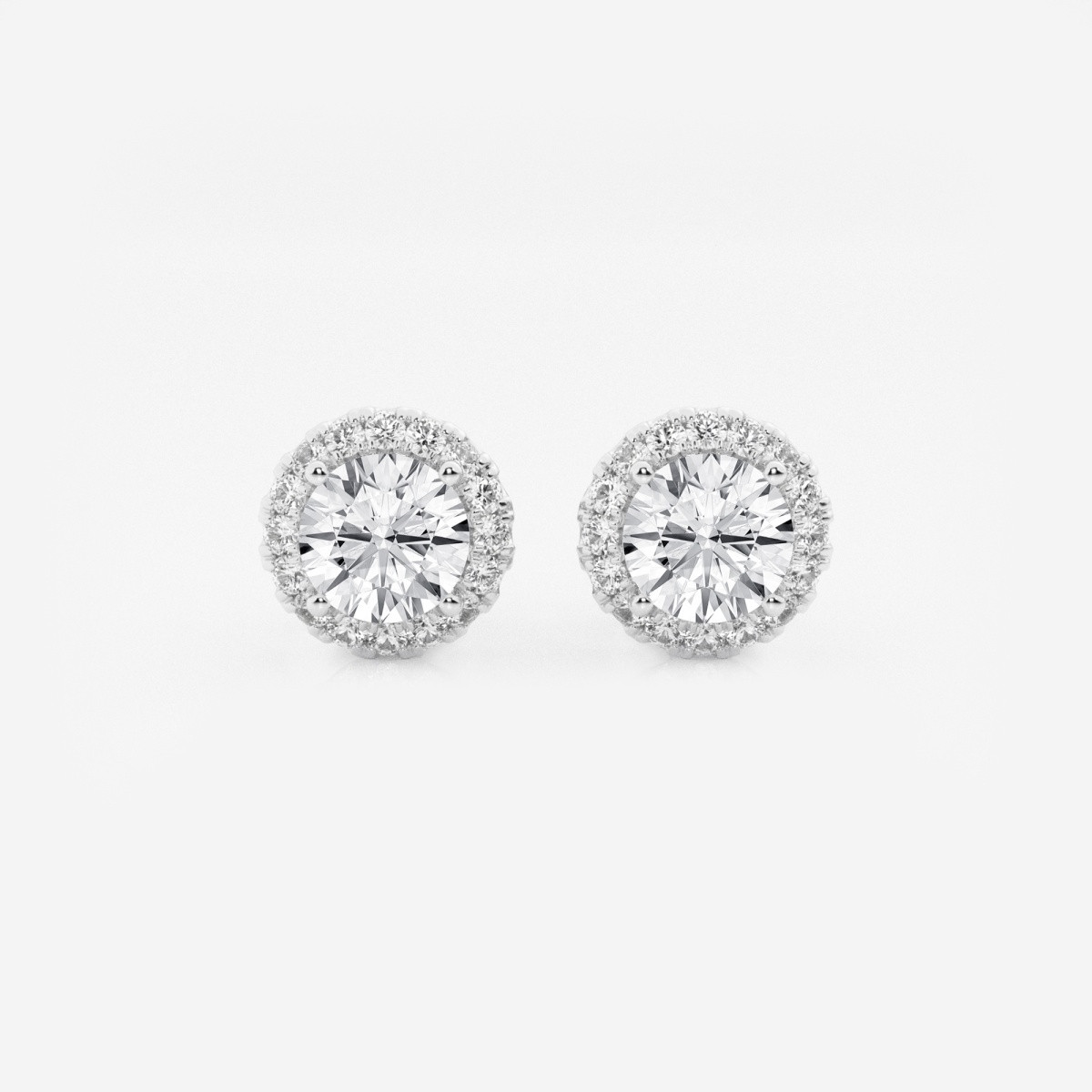1 1/5 ctw Round Lab Grown Diamond Halo Stud Earrings | Grown Brilliance