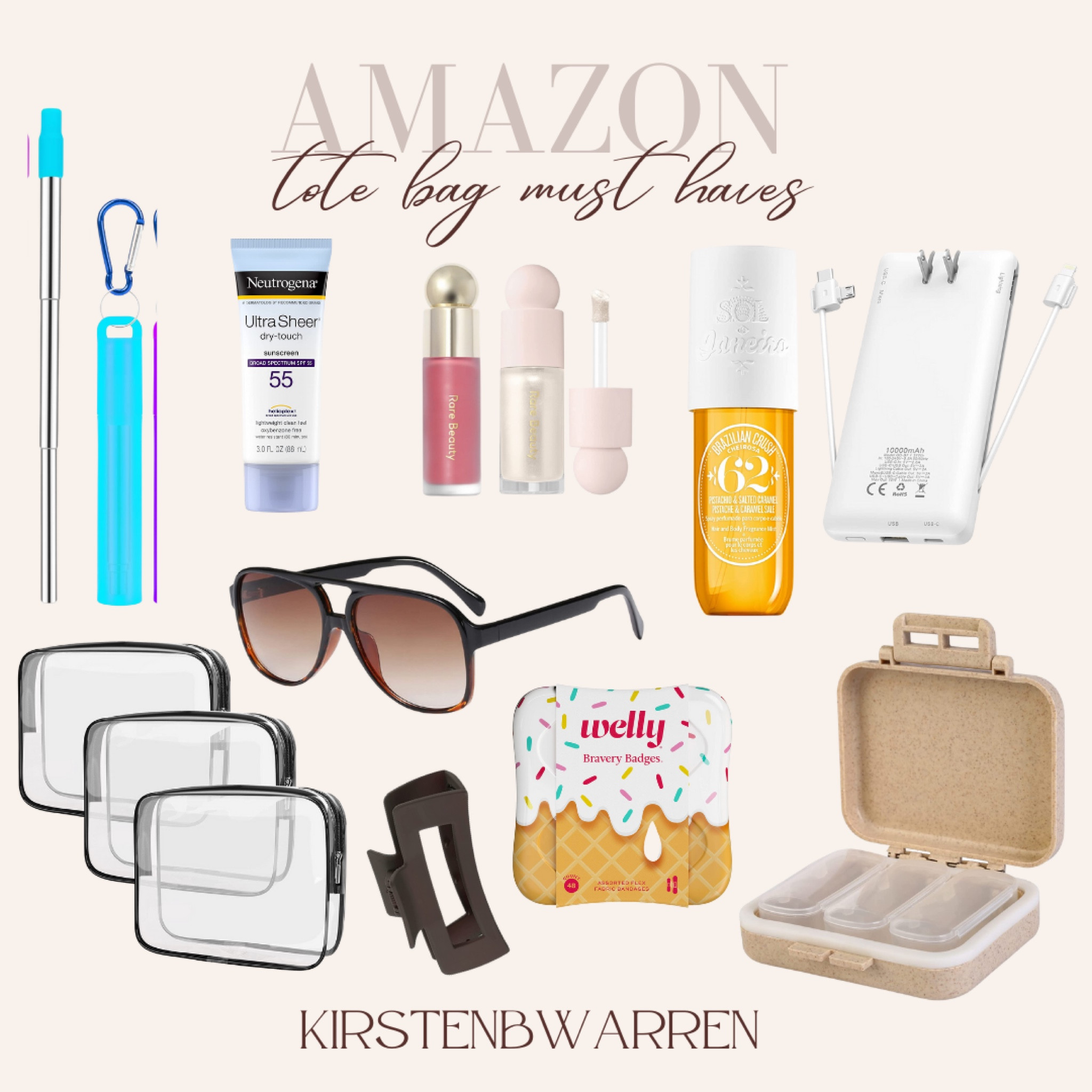 Hot girl tote bag
Tote bag
Tote bag essentials
Tote bag must haves
Welly
Makeup bag
Clear organizers
Rare beauty
Sol de janiero 
Reusable straw
Portable charger
Claw clip
Sunnies
Sunglasses
Pill organizer
Perfume
Lip gloss

#LTKitbag #LTKfit