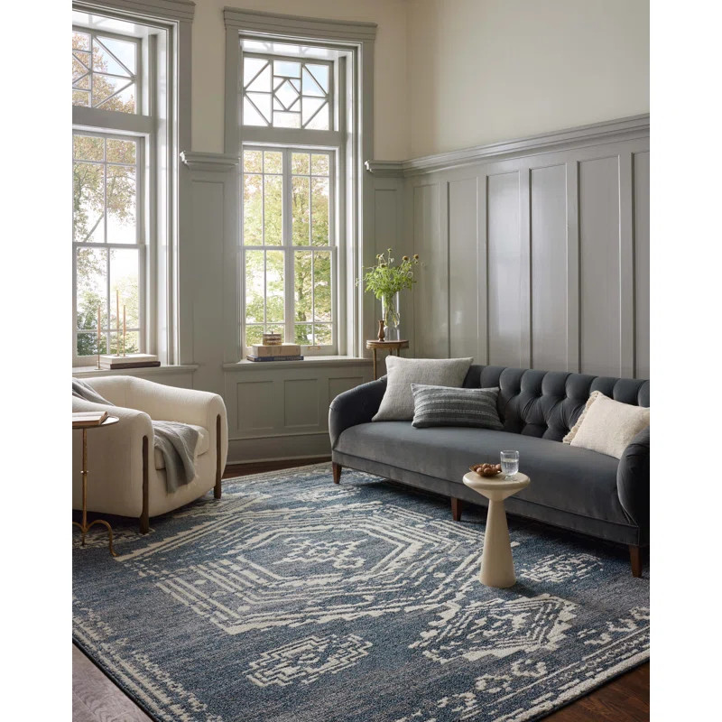 Magnolia Home by Joanna Gaines x Loloi Gigi Denim / Ivory Area Rug | Wayfair North America