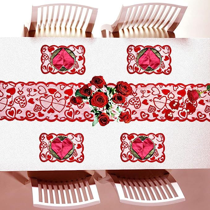 Beeager 5 Pack Valentines Day Decorations Sets - Valentines Day Table Runner (13 x 72 Inch) and P... | Amazon (US)