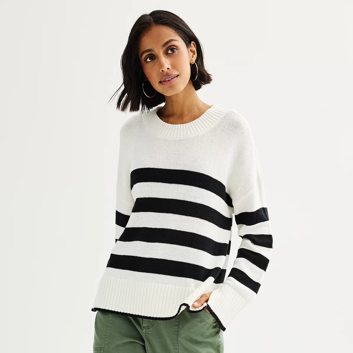 Women's Sonoma Goods For Life® Side Slit Crewneck Sweater | Kohl's