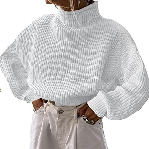 Argeousgor Women Y2k Turtleneck Sweater Knitted Long Sleeve Pullover Jumper Shoulder Pad Knitwear... | Amazon (US)