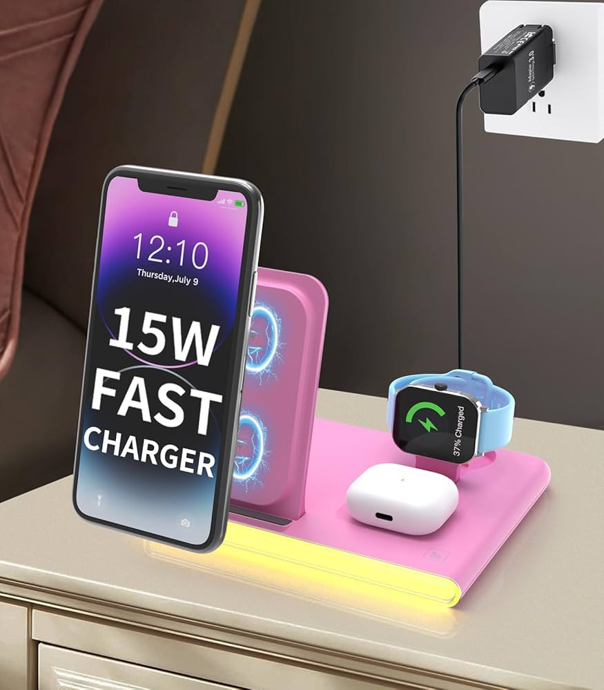 4 in 1 Wireless Charging Station for Apple iPhone 11 12 13 14 15, Galaxy S9 10 21 22 23, Apple Wa... | Amazon (US)