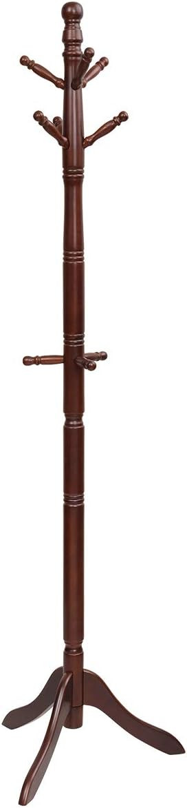 Tangkula Wood Coat Rack Freestanding, Entryway Height Adjustable Coat Stand with 9 Hooks & Stable... | Amazon (US)