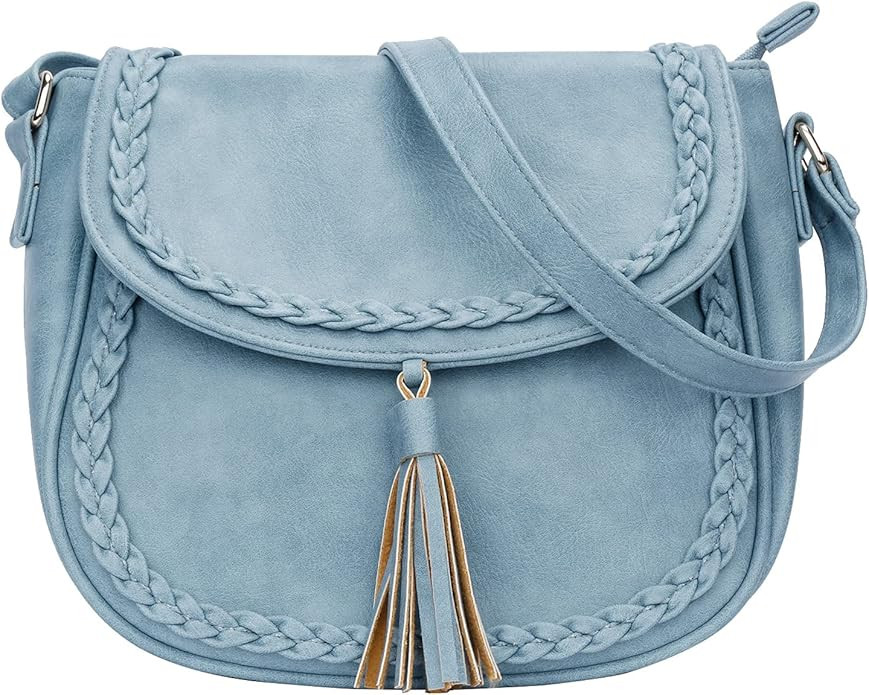 KKXIU Casual Flap Saddle Crossbody Bags for Women Purses and Handbags with Tassel | Amazon (US)