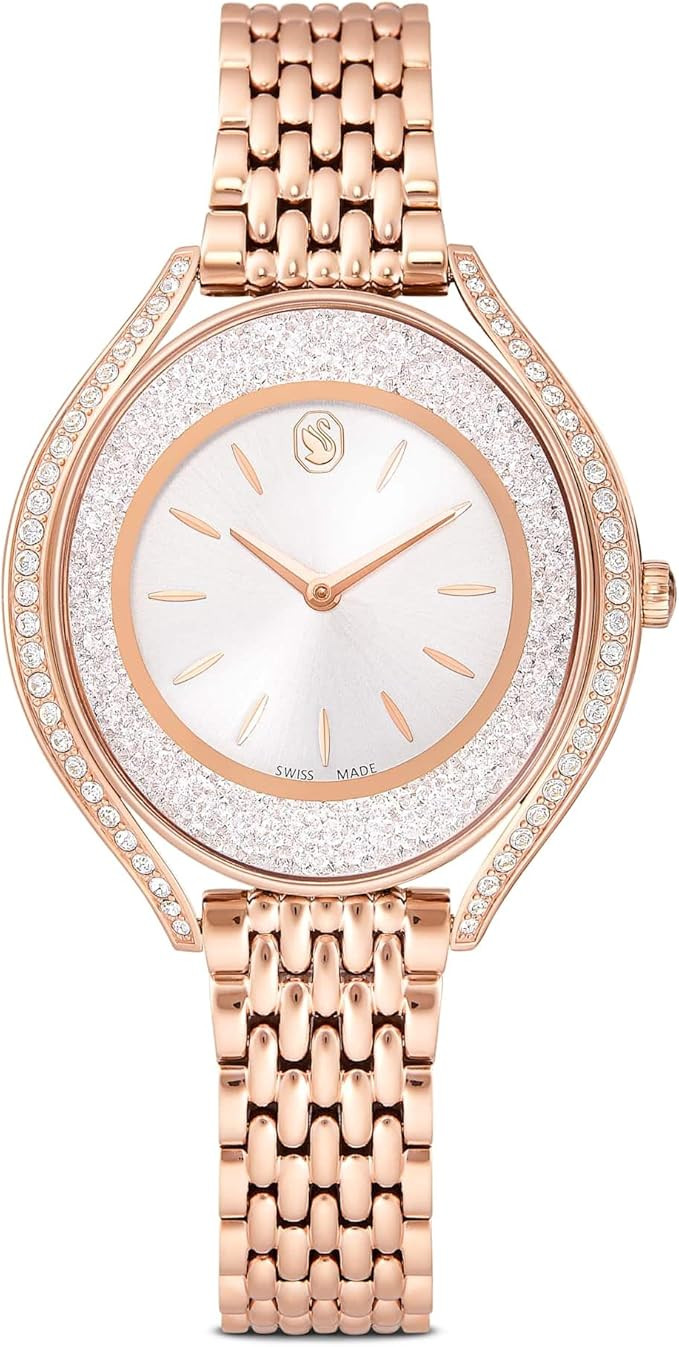 Swarovski Crystalline Aura Watch, Swiss Made, Metal Bracelet, Rose Gold Tone, Rose Gold-Tone Fini... | Amazon (US)
