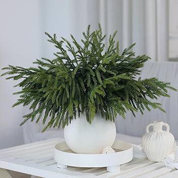16 Pcs Real Touch Norfolk Pine Branch -18" Artificial Christmas Green Plants Branches Faux Greene... | Amazon (US)