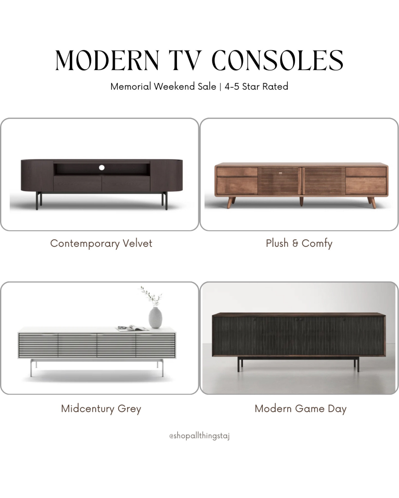 These modern TV consoles are still on sale, and you’ll find an extra 20% off coupon code 👌🏽 they’re lovely and high style with the beautiful slatted design detail. 🤗

#LTKHome #LTKSaleAlert #LTKStyleTip