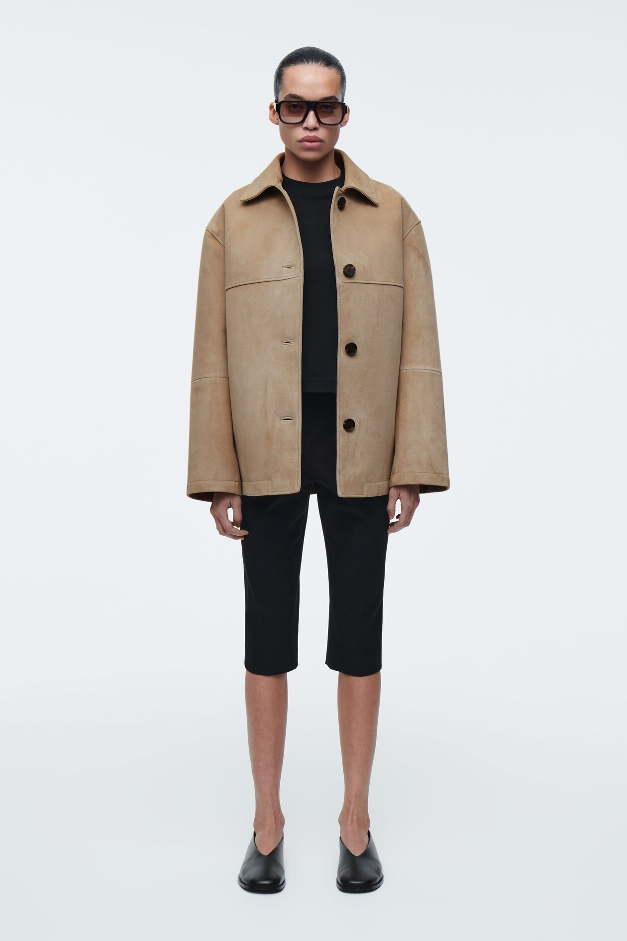 COTTON-BLEND CAPRI PANTS - BLACK | COS (US)