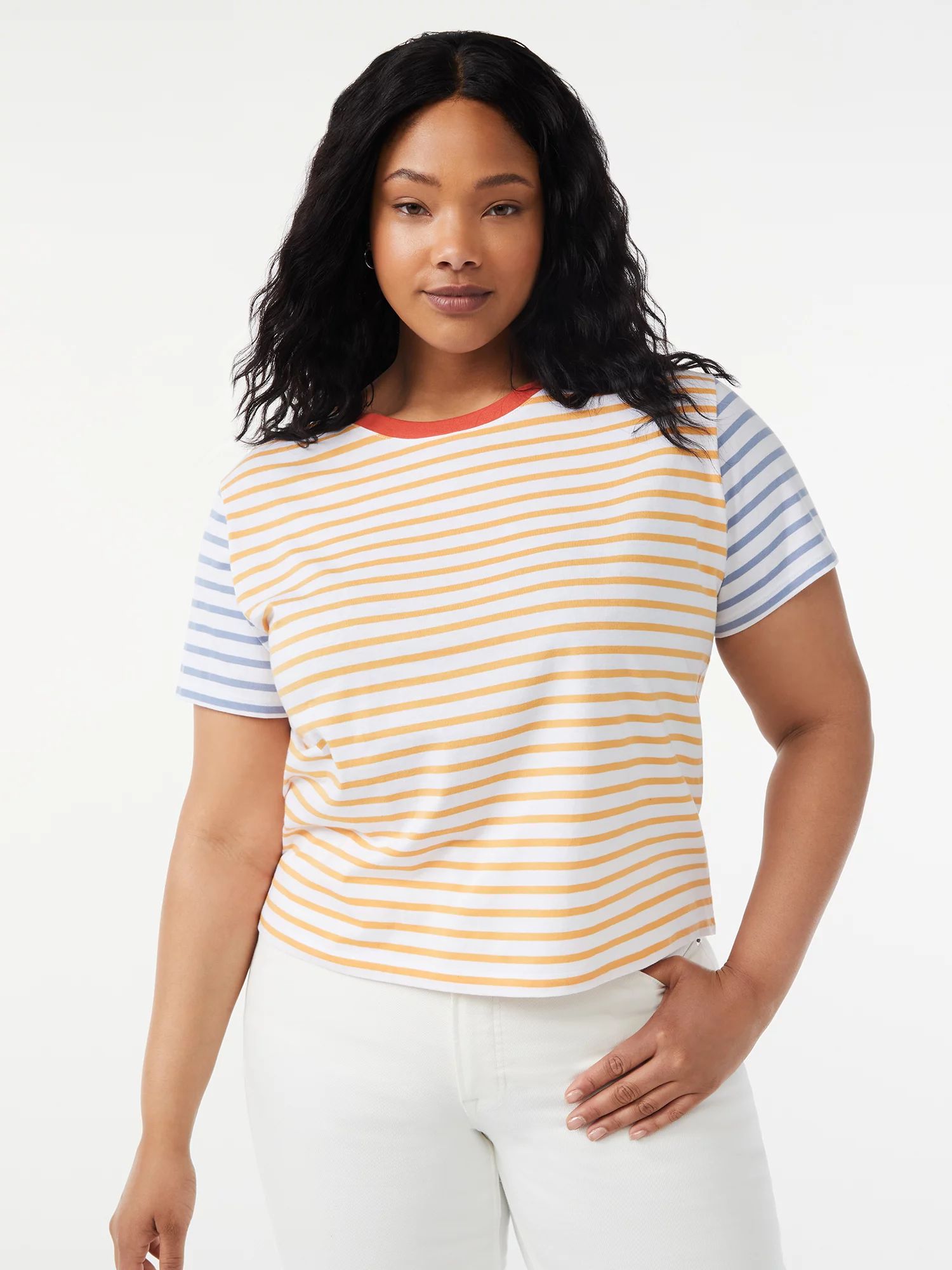 Free Assembly Women's Cropped Boxy T-Shirt with Short Sleeves | Walmart (US)