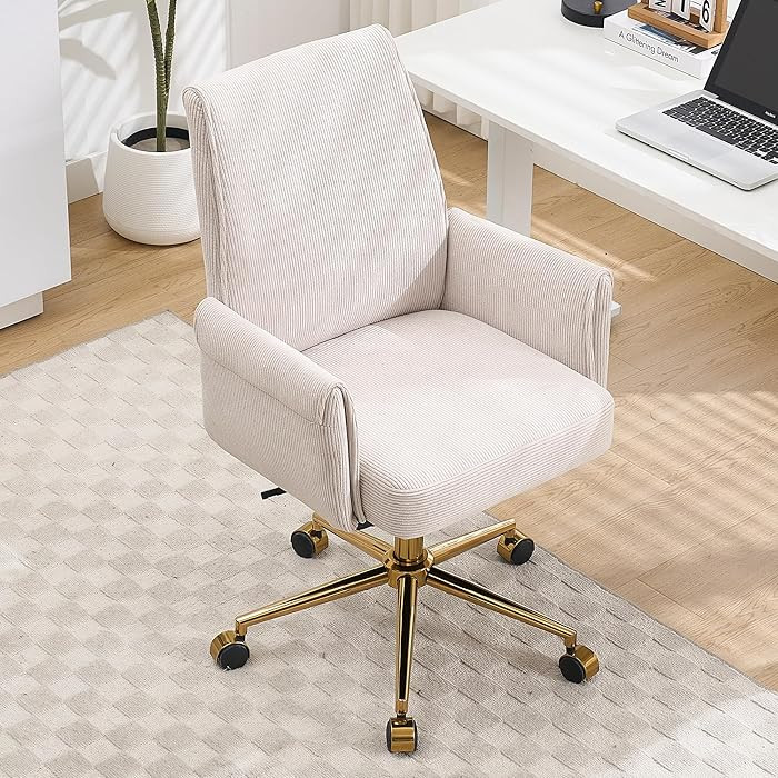 Stripes Velvet Home Office Desk Chair, Accent Upholstered Modern Height Adjustable Swivel Chair w... | Amazon (US)
