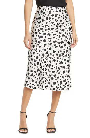 Renee C Cheetah Print Satin Midi Skirt in Ivory at Nordstrom Rack, Size Small | Nordstrom Rack