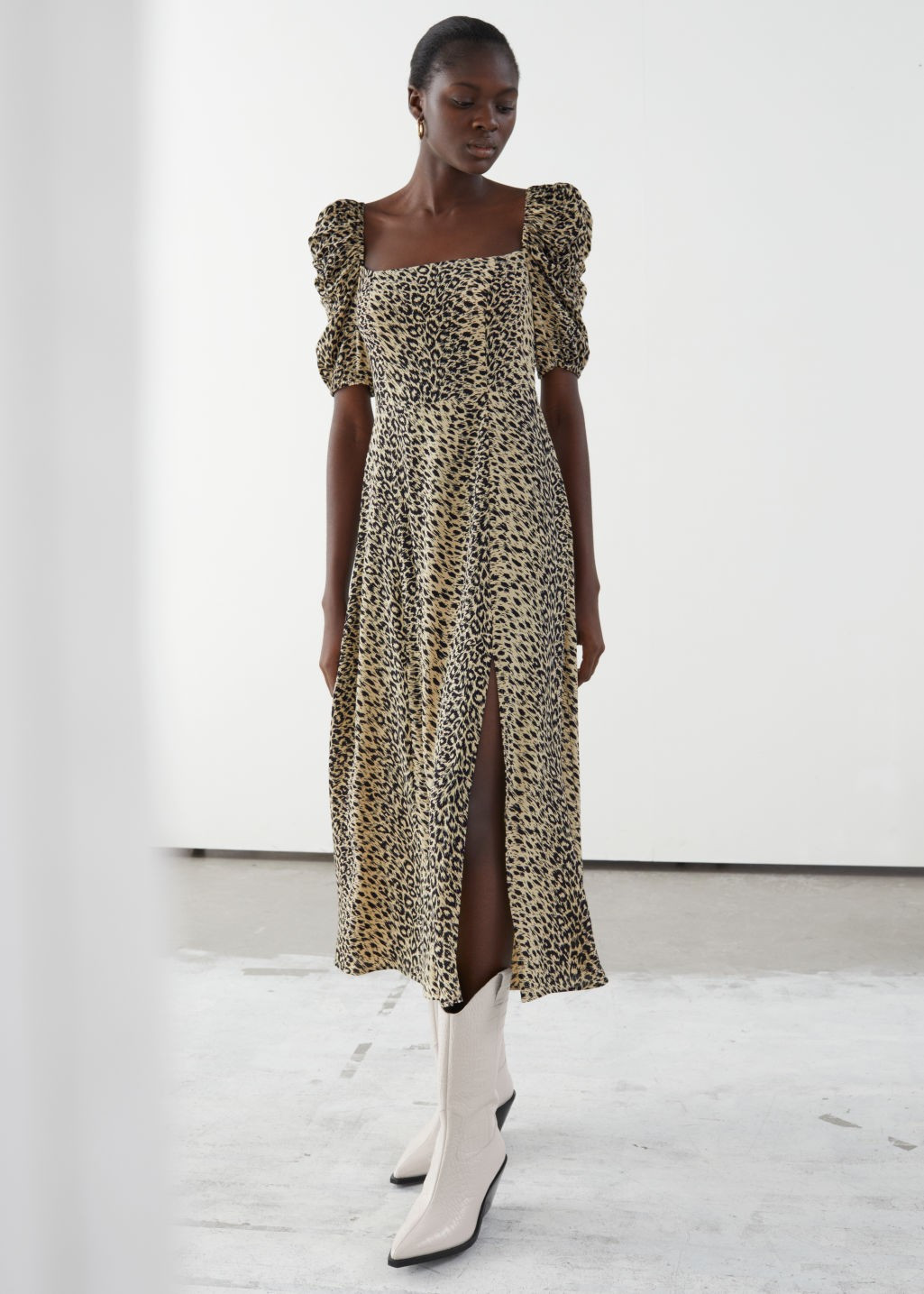 Puff Shoulder Crepe Midi Dress | & Other Stories (EU + UK)