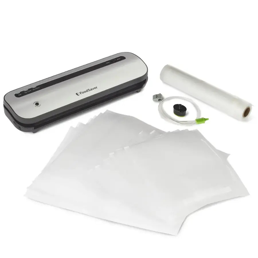 FoodSaver - Space-Saving Vacuum Sealer with Bags and Roll - Silver | Best Buy U.S.