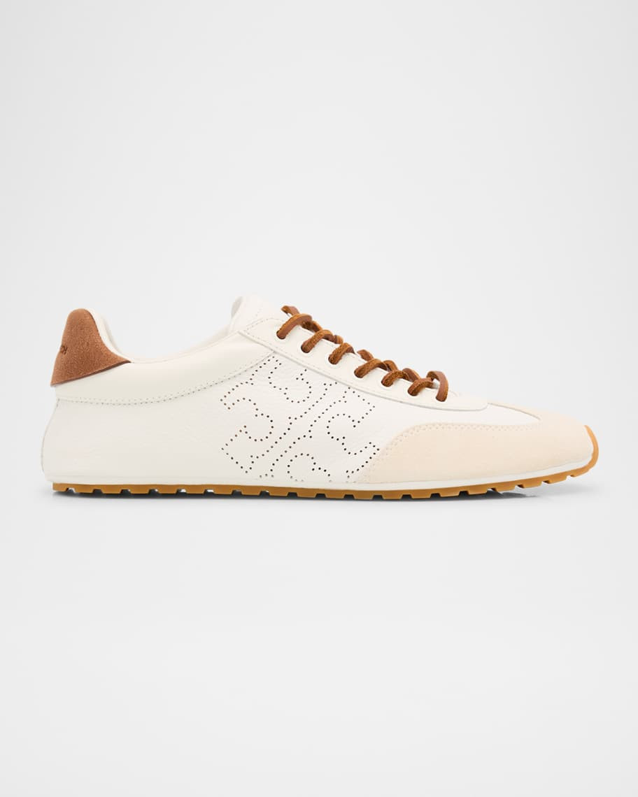 Tory Burch Field Leather and Suede Low-Top Sneakers | Neiman Marcus