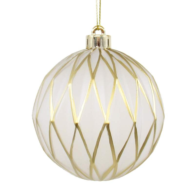 Gold & White Ball Ornament, 3" | At Home
