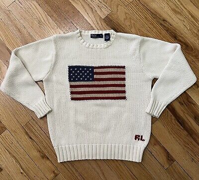 Vintage Polo Ralph Lauren American Flag Knit Sweater 90s Size Small | eBay US