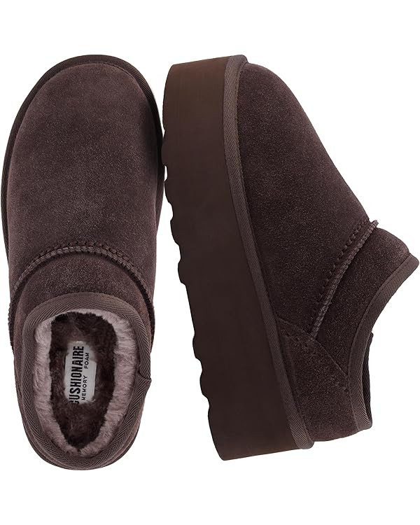 CUSHIONAIRE Women's Huggy Genuine Suede Cozy Mule Platform +Memory Foam, Wide Widths Available | Amazon (US)