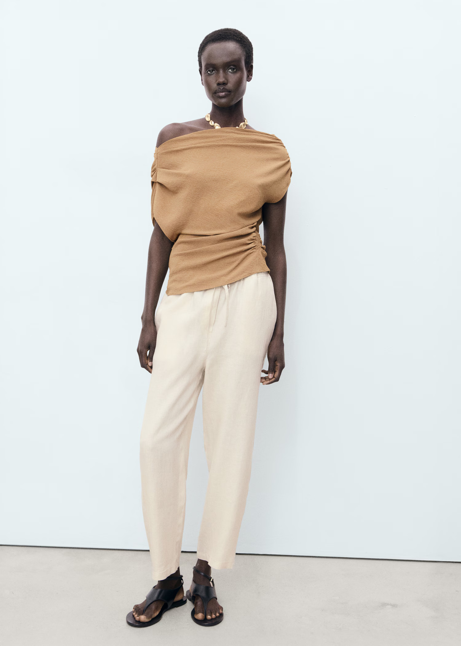 Linen pants with drawstring - Women | MANGO USA | Mango (US/MX/AU)