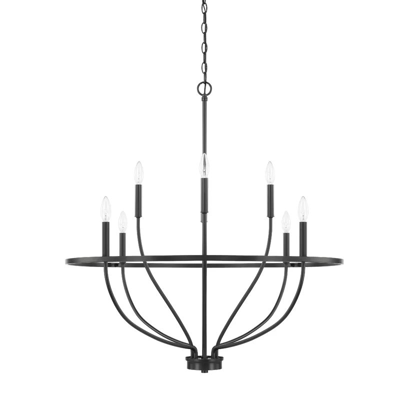 Babson 8 - Light Candle Style Wagon Wheel Chandelier | Wayfair Professional