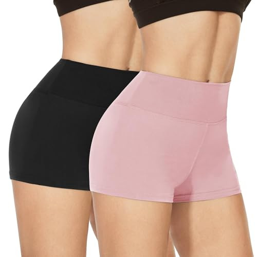 NexiEpoch 2 Pack Biker Shorts for Women - 3"/5" Booty Volleyball High Waisted Black Spandex Short... | Amazon (US)