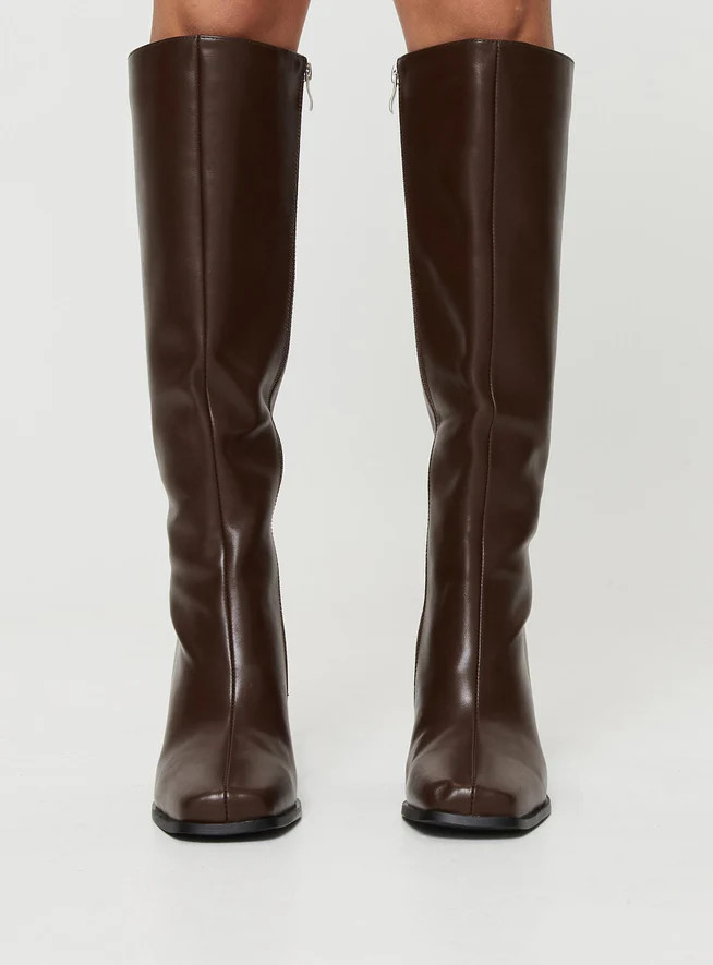 Renzo Knee High Boots Brown | Princess Polly US
