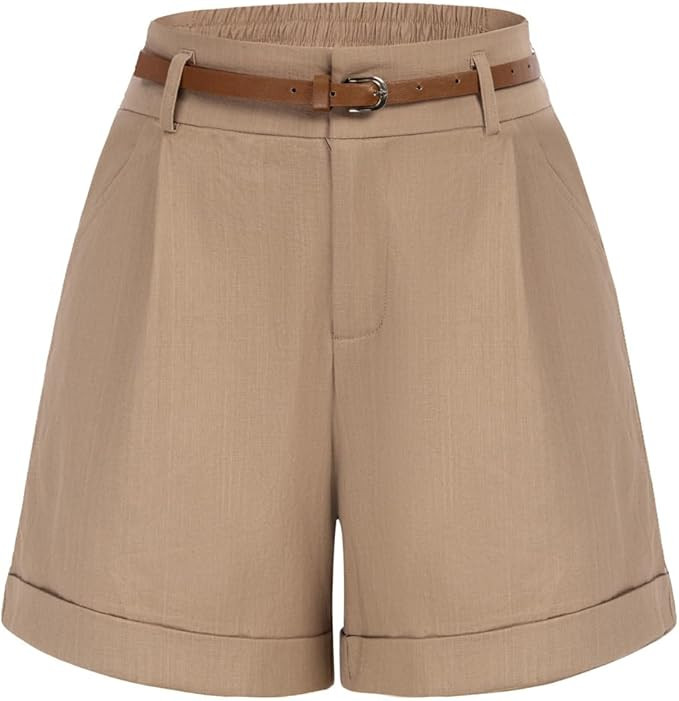 Belle Poque Women's Vintage Casual Shorts Shorts Summer Shorts Unicoloured Leisure Shorts with Be... | Amazon (UK)