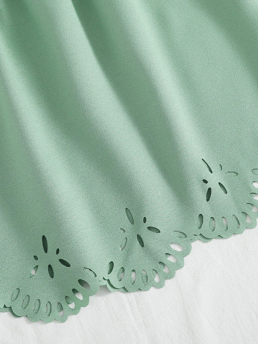 Plus Laser Cut Scallop Blouse | SHEIN