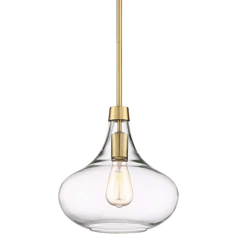Possini Euro Asni 11" Wide Antique Gold and Glass Modern Mini Pendant - #23N40 | Lamps Plus | Lamps Plus
