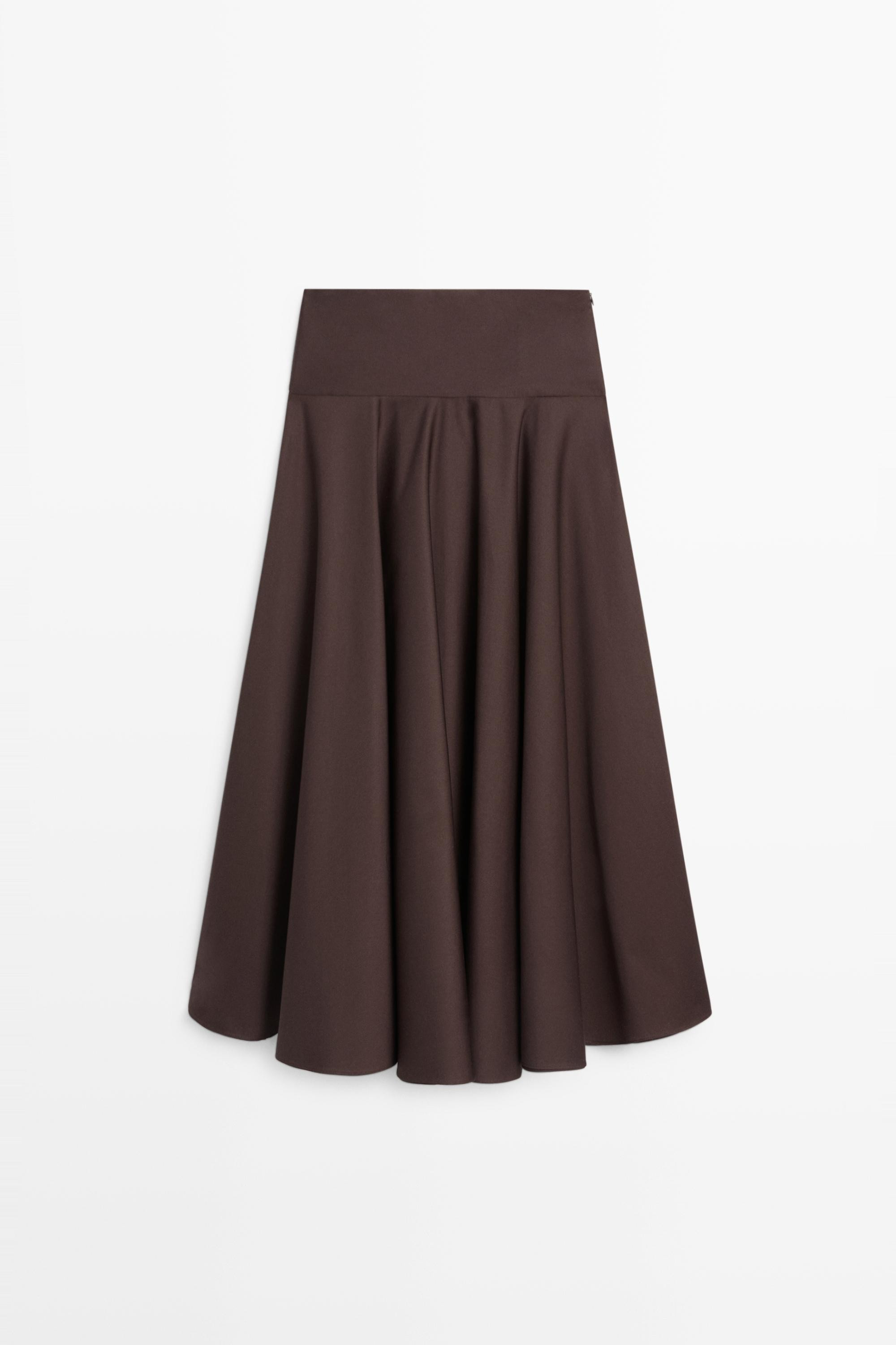 Flounce midi skirt with yoke detail | Massimo Dutti US