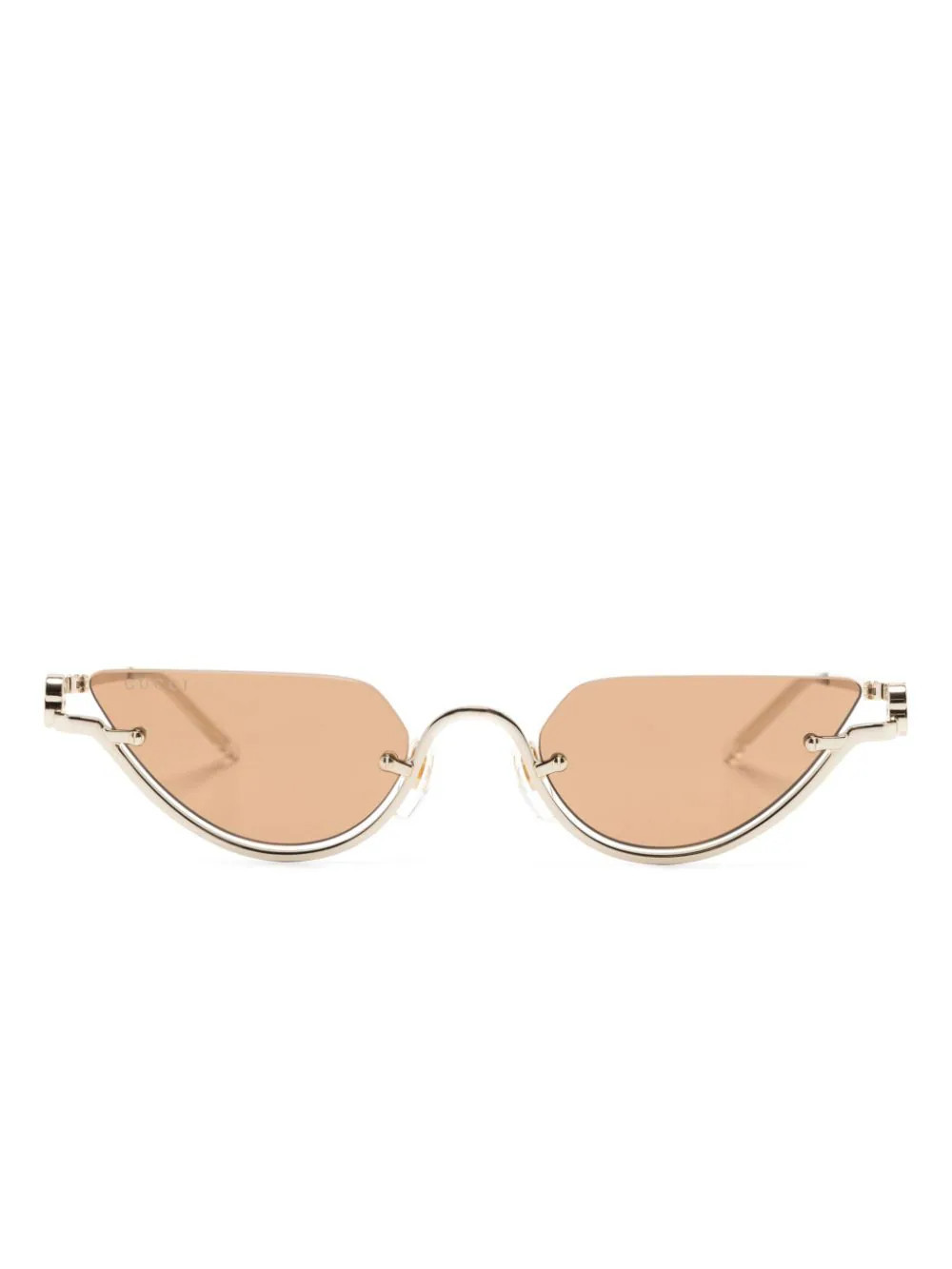Gucci Eyewear half-rim geometric-frame sunglasses - Gold | Farfetch Global