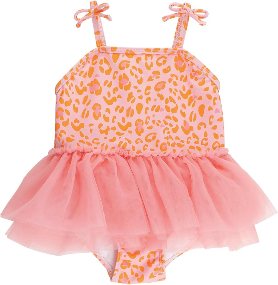 RuffleButts Girls UPF50+ Sun Protection Peplum Smocked Bodice/Tulle Skirted One Piece Swimsuit | Amazon (US)