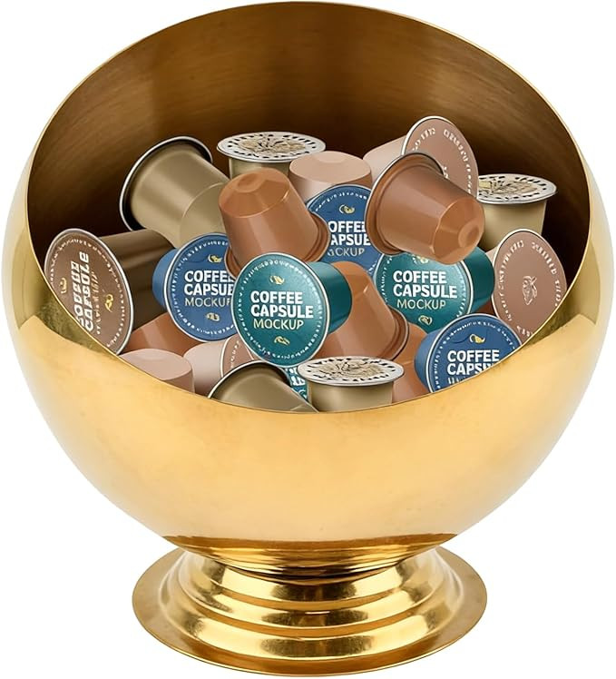 Coffee Pod Holder, Large Capacity Stainless Steel K Cups Holder Organizer Bowl Coffee Capsule Cre... | Amazon (US)