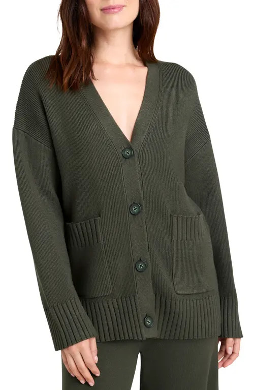 Splendid x Cella Jane Oversize Cardigan in Caviar at Nordstrom, Size X-Large | Nordstrom