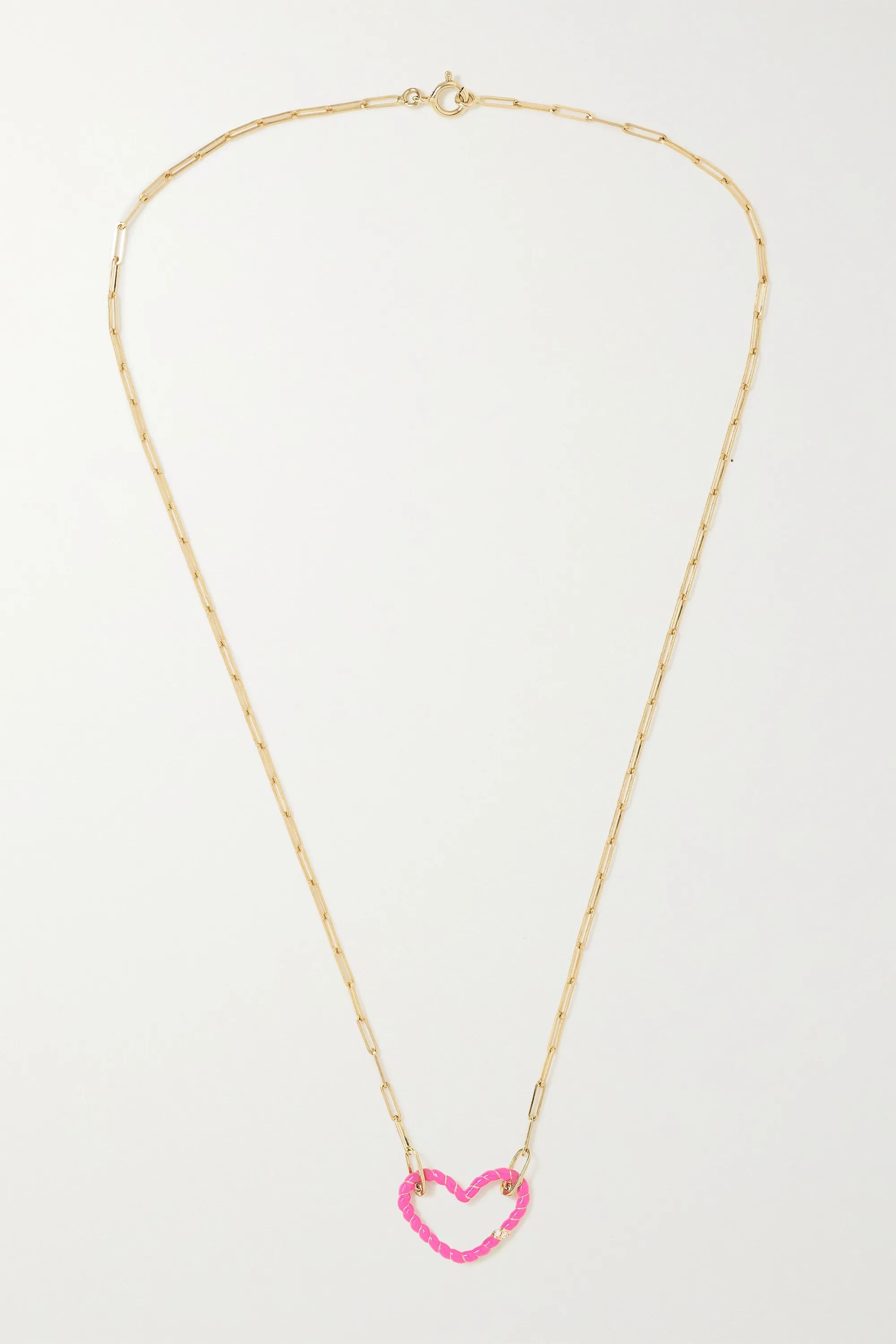 Gold 18-karat and 9-karat gold, enamel and diamond necklace | Yvonne Léon | NET-A-PORTER | NET-A-PORTER (UK & EU)