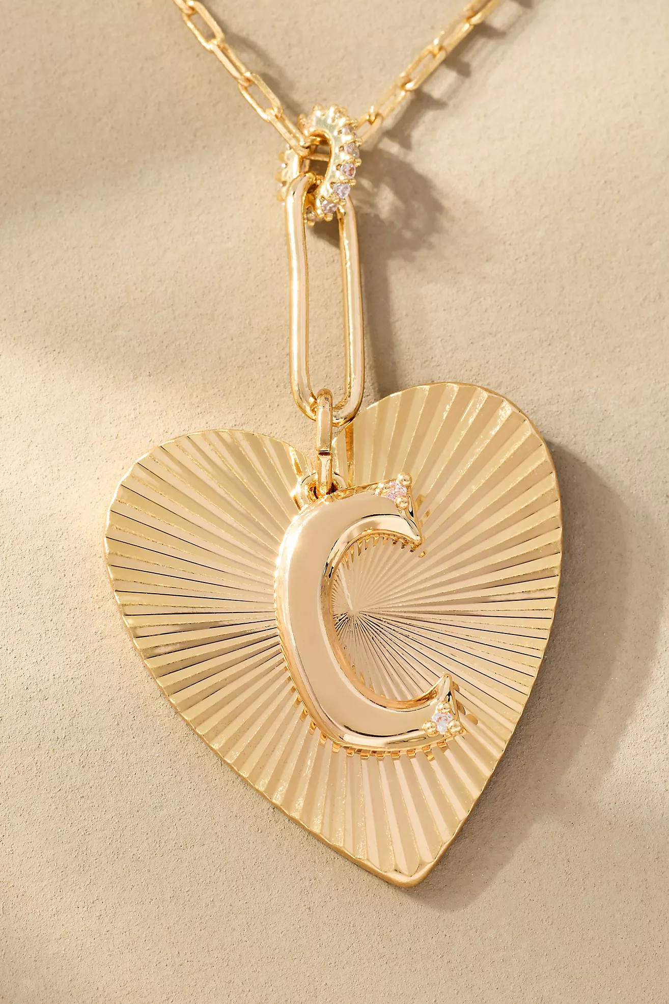 Fluted Heart Pendant Monogram Necklace | Anthropologie (US)