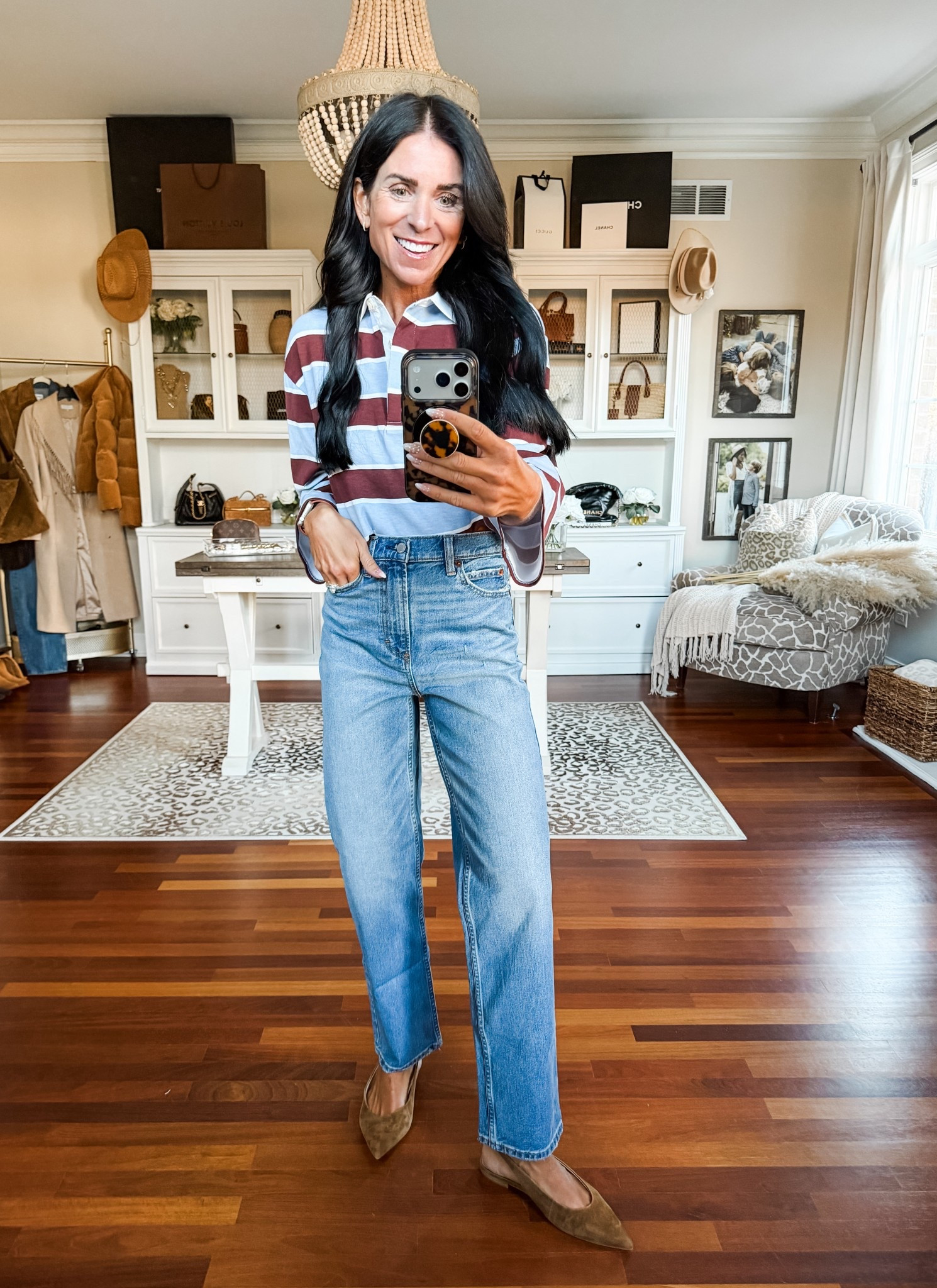 Love this rugby style too and straight leg jeans
Small top
2 denim 

#LTKootd #LTKSeasonal #LTKFindsUnder50