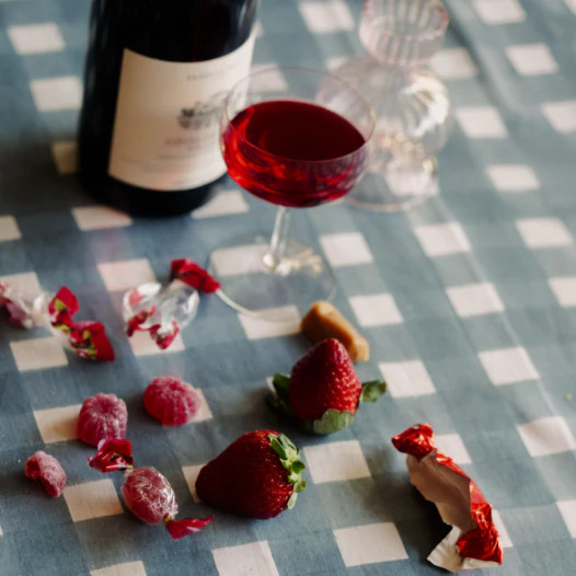 Blue Cross-Hatch Tablecloth | Goldie Home