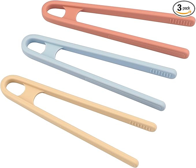 3 Pcs Silicone Mini Tongs 5.5 Inch 3 Colors Small Toddler Tongs, Silicone Toddler Tong for Fine M... | Amazon (US)