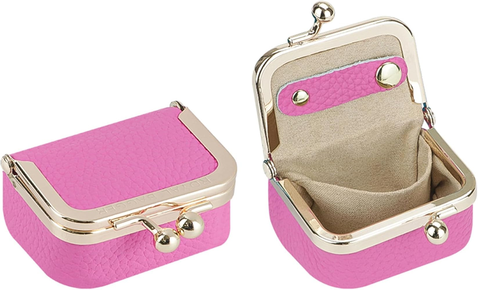 Royal Bagger Genuine Cow Leather Mini Jewelry Box Women's Coin Purse Solid Color Kiss Lock Change... | Amazon (US)