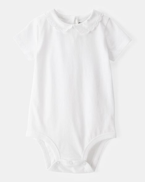 Baby Scalloped Collar Short-Sleeve Bodysuit - White | Carter's Inc