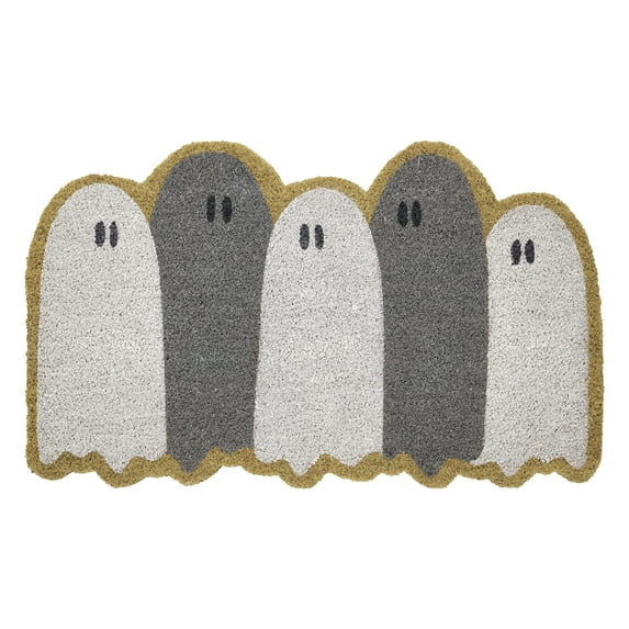 My Texas House Grey/White Ghosts Halloween Outdoor Coir Doormat, 18" x 30" | Walmart (US)