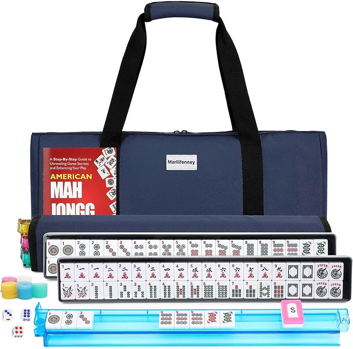 American Mahjong Tile Set,166 White Tiles Mahjong Set,4 Colors Mahjong Racks,Travel Mahjong Set w... | Amazon (US)