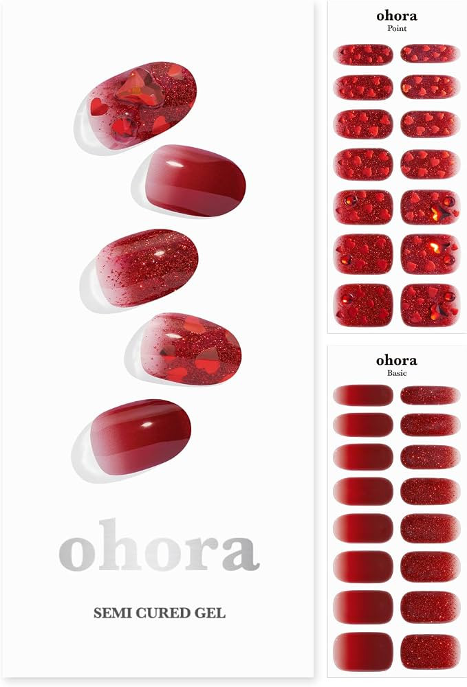 ohora Semi Cured Gel Nail Strips (N Love Affair) - Red, Ombre, Works with Any UV/LED Nail Lamps, ... | Amazon (US)