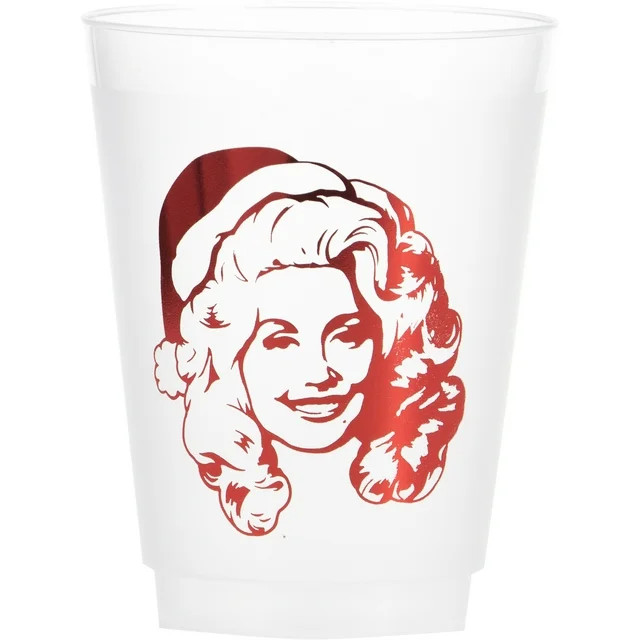 Dolly Parton Red Frosted Christmas 16 Ounce Plastic Cups New 6 Pack 4.5" x 3.75" | Walmart (US)
