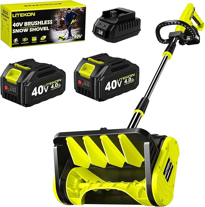 40V Brushless Cordless Snow Shovel, 13-Inch Electric Snow Blower with 2X 4.0Ah Batteries & Charge... | Amazon (US)