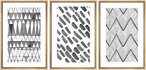 SIGNWIN Framed Wall Art Print Set Geometric Black & White Watercolor Variety Abstract Shapes Illustr | Amazon (US)
